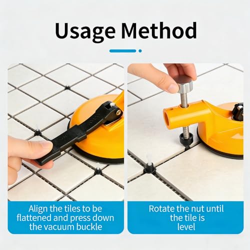 Adjustable Height Setter - Professional Countertop Leveling Tool with Vacuum Suction, Heavy-Duty Rubber Clamps for Smooth Surfaces Installation & Floor Gap Fixing (Yellow,1) - color: Yellow