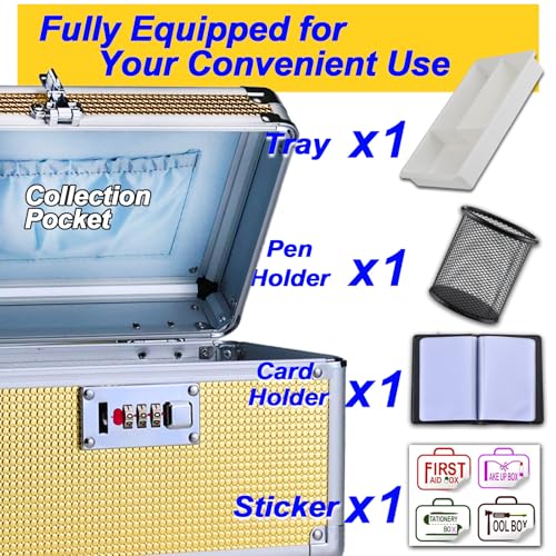 Portable Combination Lock Storage Box with Handle – Multipurpose Locking Case for Home & Outdoor Use, Secure Storage for Accessories, Medicine, Cosmetics, Toys & Tools - color: Gold, size: Small