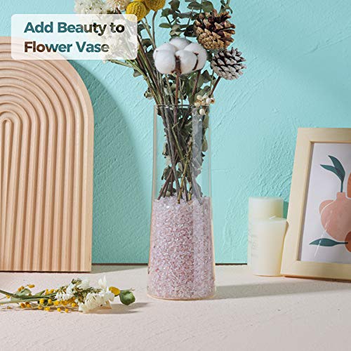T4U Tumbled Chips Stones Crushed Crystal Quartz 1 LB, Irregular Shaped Gravel Pebble Healing Stone, DIY Smoothed Rocks for Potted Plant,Resin Art,Vase Fillers Aquarium Gravel Rocks (Light Rose) - color: #2 - Rose, size: 1 LB
