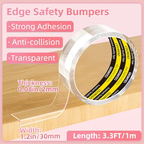Clear Edge Protector & Corner Guards,1in（W x 3.3FT(L),Baby Proof Corner Protectors for Furniture, Table Bumper for Baby Safety, Sharp Edge Protector for Drawers, Tables, Cabinets - size: 1.2inX3.3FT