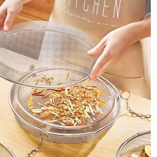 Herb Drying Rack - Stainless Steel Fly Proof Round Drying Net, Large Hanging Dry Rack Basket Sieve | Innovative Design Food Dryings Fishs Net, Fish Mesh Dry Nets for Fruits, Vegetables, Herbs, Fish - color: S