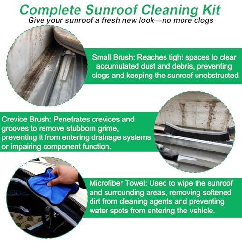 XANGNIER Upgraded Auto Sunroof Drain Cleaning Tool,118in Extra Long Flexible Car Sun Roof Drain Cleaner Unclogger Tool with Tube Cleaner Brush Syringe Hose Cleaning Kit for Windshield Wiper Hole - color: Multicolor1