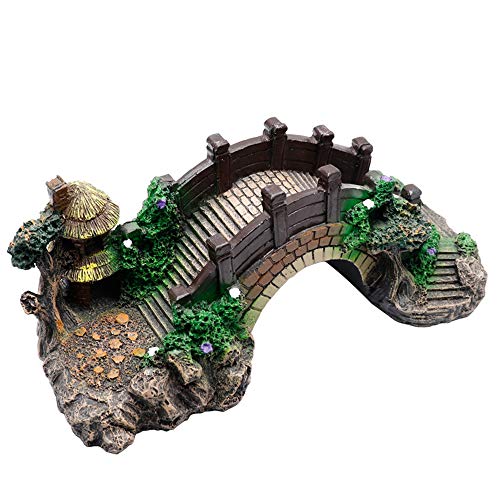 Aquarium Ornament Resin Arch Bridge Tree Pavilion Artificial Bridge Model for Garden Decor Fish Tank Landscape Accessories