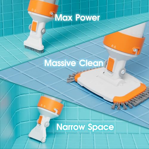 Cordless Pool Vacuum-True Powerful Suction 18.9GPM, 130inch, 1H Runtime, 25µm Fluff Ultra Fine Filter,Handheld Rechargeable Hot Tub Cleaner with Poles for Above Ground&Inground Pool - color: White