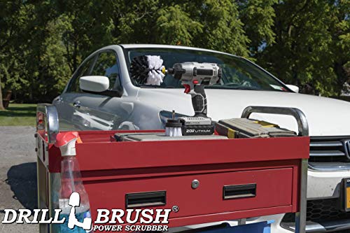 Car, Motorcycle, Truck, Boat - Cleaning Supplies – Drill Brush – Soft White Detailing Brush Kit - Car Wash - Spin Brush - Wheel Cleaner - Interior, Vinyl, Upholstery, Fabric, Leather Seat Cleaner - color: White
