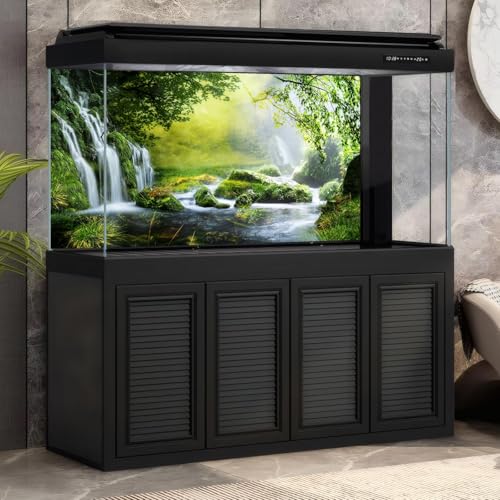 Waterfall Aquarium Background Majestic Jungle Rainforest Scenery Fish Tank Background Majestic Cascading Waterfalls Terrarium Backgrounds Idyllic Scenic Tranquil Lake Reptile Tank Backgrounds 24x12in - color: Foggy Green, size: 24(W)x12(H)in