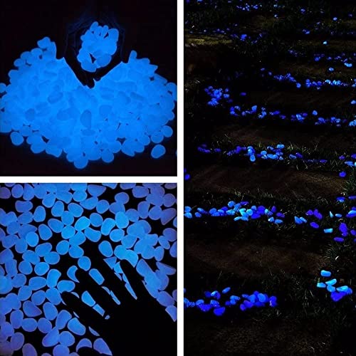 Oubest Glow in The Dark Pebbles/Glow Stones/Glowing Rocks Blue Decor for Garden/Fish Tank/Aquarium/Walkway/Driveway/Plant Pots/Bonsai (100, White) - color: White