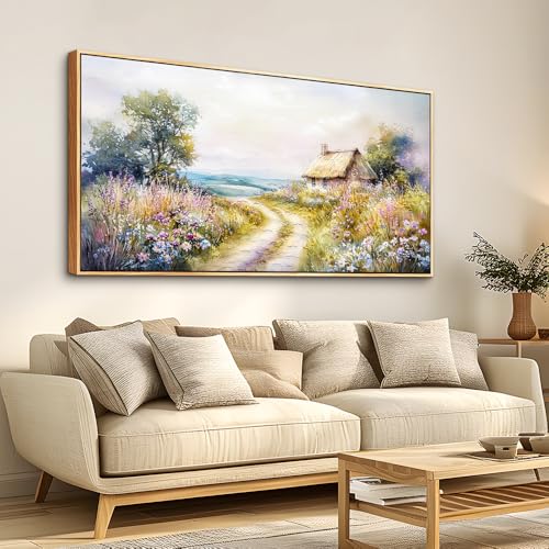 ZUITINGHUA Wood Framed Canvas Wall Art For Living Room Large Wall Decor For Office Bedroom Decoration Country Road Landscape Pictures Farmhouse Paintings Artwork Mural Aesthetic Home Decor 30x60 In - color: Country Road Wood Framed, size: 60"L x 30"W