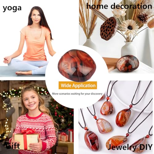 Agate Palm Stone Worry Stones,Natural Sardonyx Healing Crystal for Massage Meditation, Healing, Yoga, Reiki, Zen,Aquarium Decorative Rocks,Gift for Girls Christmas Gifts 4CM (4cm/5pcs) - size: 4cm/5pcs