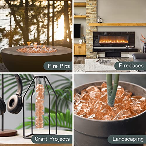 Onlyfire 1/2-Inch Polygon Fire Glass, 10 Pound Pack Glass Rock for Fireplace Fire Pit & Lanscaping, High Luster Elegant Gold - color: Elegant Gold, size: 1/2 inch