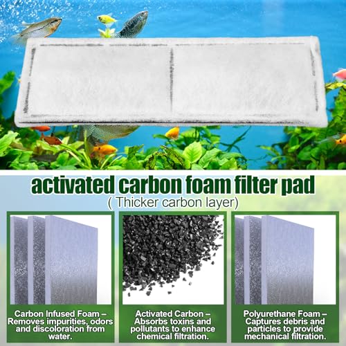 Pangda 24 Pcs Carbon Filter Foam Pads and Foam Filters Compatible with U3 Range of Internal Underwater Sponge Aquarium Underwater Filter Accessories for Internal Replacement Aquarium Fish Tank - size: 7.72'' X 2.36''