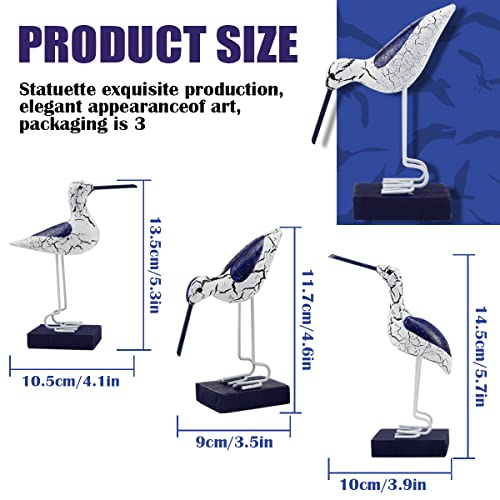 FERCAISH Wooden Seabird Figurine Ornament, New Nautical Style Sea Bird Table Top Ornament for Bedroom, Living Room,Restaurant Decoration, Desktop Decor DIY Craft(3 Pcs)