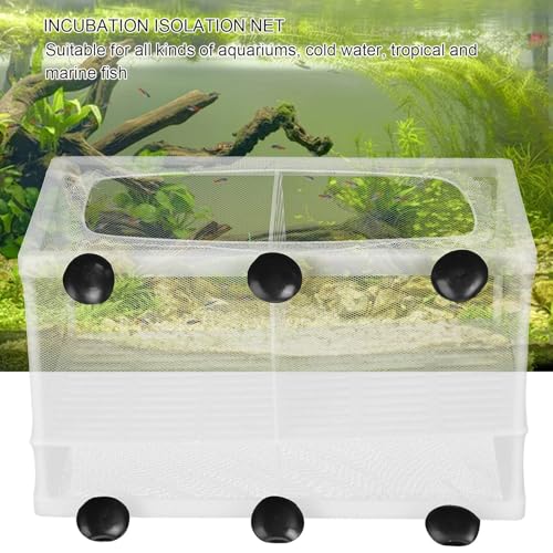Aquarium Breeder Box with Suction Cups | Detachable Fish Hatchery & Isolation Enclosure | Multi - Functional Incubator for Fry/Unwell Fish/Shrimp | Secure Plastic & Mesh Design (Large with - size: Large with partition