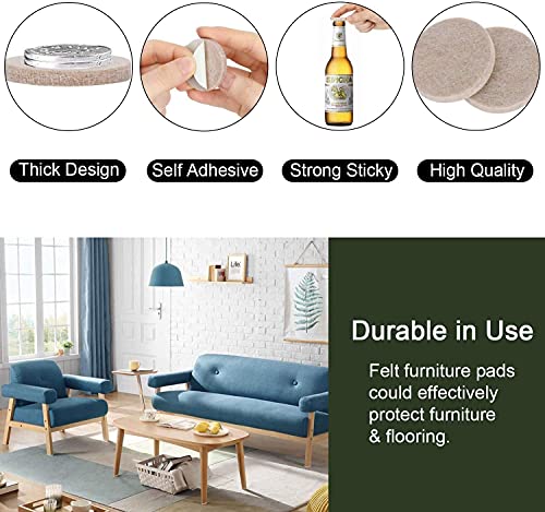 Yelanon Felt Furniture Pads -56 Pcs(1+2)” Premium Felt Pads for Chair Legs Furniture, Floor Protectors for Hardwood Floors,Beige & Black - size: 56 pcs 1" & 2" Mixed Black & Beige