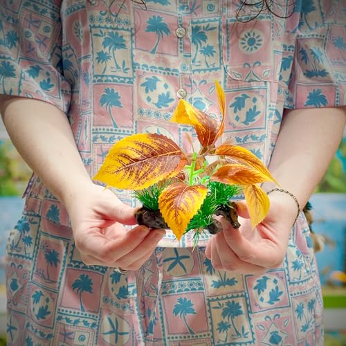 CTWPets Betta Driftwood Decor – Soft Silk Aquarium Plant for Betta Fish, Shrimp, and Tropical Tanks – Safe, Vibrant Aquascape Decoration (Autumn Flame) - color: Autumn Flame