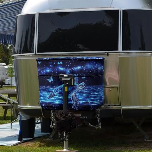 Blue Butterfly Sea Turtle 20lb RV Propane Tank Cover Travel Trailer Propane Tank Cover Replacement Covers for RV/Trailer/Camper, RV Parts RV Accessories - color: Blue Butterfly Sea Turtle, size: S(20LB)