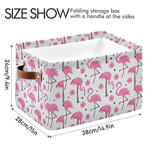 Pink Flamingos Storage Basket Bin, Large Cube Storage Box Canvas Collapsible Storage Organizer for Home Office Closet - 15 L x 11 W x 9.5 H - color: Pink Flamingos, size: 1 PCS