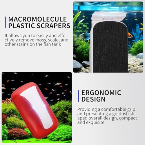 Fish Tank Magnetic Aquarium Cleaner Brush,Algae Scraper Cleaning Tools for Glass Cleaner,Floating Scrubber Brush,Easy to Clean,Two Algae Scraper,Suitable for 5/8 to 1-1/9 Inch Fish Tank(Large) - size: L for Glass Thickness：5/8"-1-1/9"