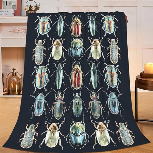 Colorful Beetle Insect Blanket for Girls Kids Women Adults Soft Cozy Flannel Fleece Bugs Throw Blankets Gifts Warm Fluffy Plush Decor for Couch Sofa 80"x60" - color: Insect, size: 80"x60"
