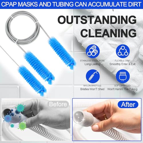 CPAP Cleaning Kit, CPAP Cleaner & CPAP Hose Cleaner Brush for CPAP Machine | CPAP Tube and Mask Cleaning Brush,CPAP Accessorie Supplies，CPAP Hose Cleaner Brush，Universal Fit For 15mm & 22mm CPAP Tubes
