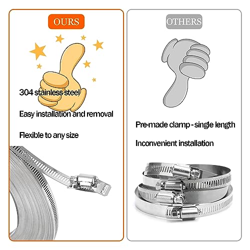Dianrui DIY Hose Clamps 50FT 304 Stainless Steel Metal Strap + 24PCS Stronger Fasteners Assortment Kit Softsteel Large Adjustable Pipe Clamps Band Clamp for Pipe Automotive Mechanical - size: 50FT