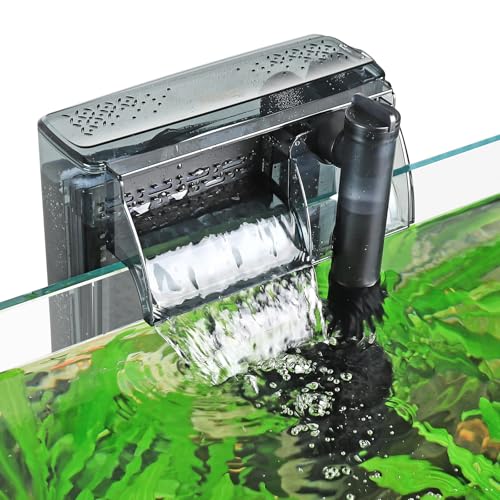 hygger Aquarium HOB Filter 210 GPH for 15-40 Gallon Fish Tank Power Filter with Adjustable Water Flow Extendable Intake Tube External Hang-On Back Filter - size: M