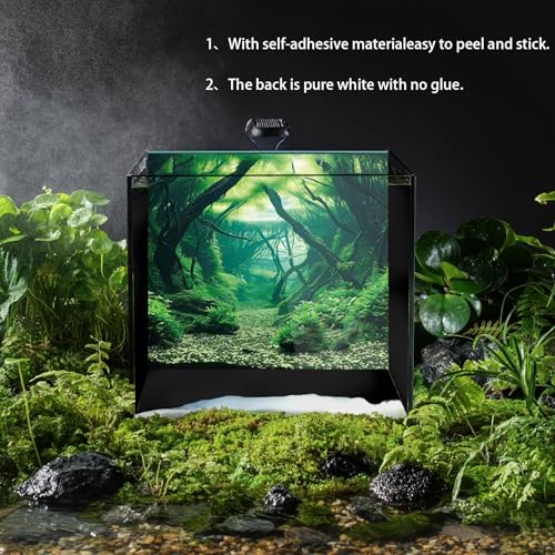 Natural Landscape Fish Tank Background, Aquarium Background, Boutique Aquarium Stickers,30cm,40cm,50cm,60cm,80cm (40 * 60cm, Aquatic Forest-1) - size: 40*60cm