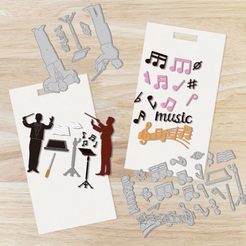 Music Conductor Die Cuts, Carbon Steel Die Cuts Cutting Dies Musical Note Stencils Scrapbooking Embossing Sheet Music Template Dies for Card Making Party Greeting Embossing Invitation Photo - style: Music Conductor