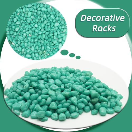 Green Pebbles for Crafts, 0.9 Pound Natural Polished Aquarium Gravel, Decorative Pebbles for Indoor Plants, Turtle Tank, Vase, Succulents Cactus, Garden Landscaping - color: Green