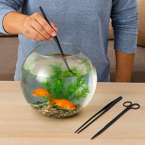 Mandala Crafts 15 Inches Rainbow Stainless Steel Curved Aquarium Tweezers for Aquatic Plants – Long Aquascape Forceps for Fish Tanks, Hospital Tanks, Goldfish Bowls, and Terrariums - color: Rainbow Curved Tweezers, size: 15 Inches