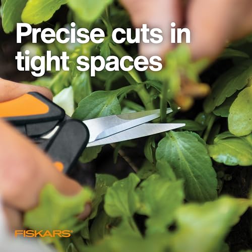 Fiskars 6" Pruning Scissors for Flower Stems, Herbs, Buds, and Small Plants, Garden Snips with Stainless Steel Blades, Gardening Trimmers with Comfortable Handle - style: Pruning Snips