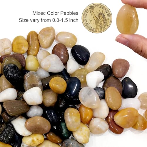 Rocks for Plants 5 Lbs, 0.8-1.5 Inch High Polished Pebbels, Decorative Stones for Garden Landscaping, Smooth Gravel Filler for Outdoor Plants, Succulents, Fish Tank and Vases - color: colored