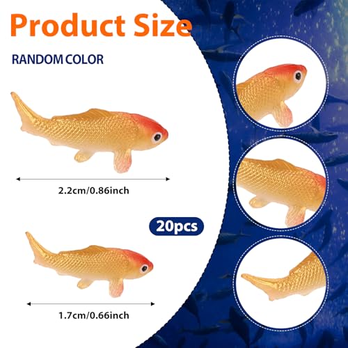 20pcs Fake Koi Fish Figurines Mini Fish Cute Miniature Fake Fish, Mini Goldfish Figurines, Mix Colorful Koi Fish, Tiny Carps Tank Supplies, Fairy Garden Ornament Decoration Plastic Animals Tiny