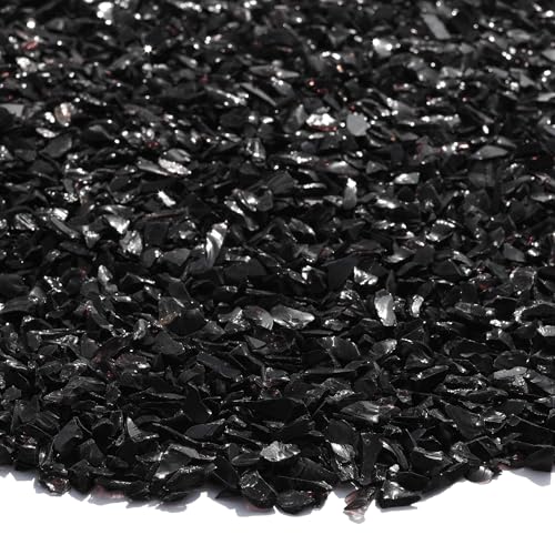QYGL Crushed Glass - 2.1LB Black Broken Glass Pieces 3-6mm, for Resin Art, DIY Crafts, Home Decor, Vase Fillers, Tabletop Fire Pit, and Aquarium Rocks - color: Black
