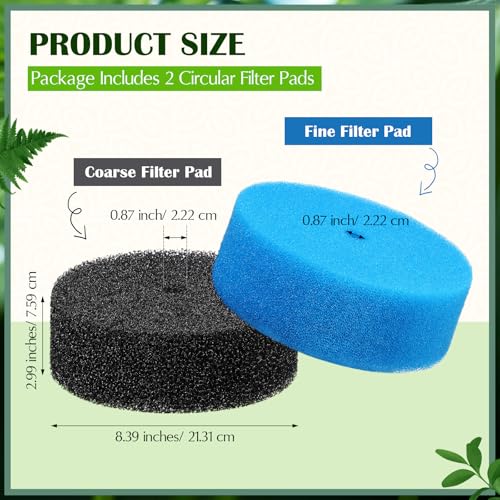 Rossesay 2 Pack Pond Replacement Filter Pads Coarse and Fine Filter Pond Pads Small for Outdoor Water Aquarium Fountain Compatible with Qfp900 and Qfp1250Uv