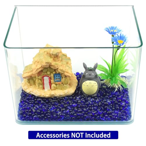 WAYBER Glass Stones, 1Lb/460g Irregular Sea Glass Pebbles Non-Toxic Artificial Gemstones for Gem Display/Vase Filler/Terrarium Flowerpot Aquarium Turtle Tank Decoration, Dark Blue - color: Dark Blue Sea Glass, size: 1 Pound