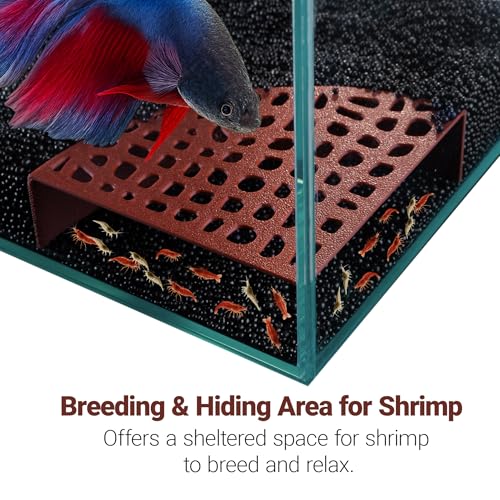 Shrimp Tank Accessories – 2Pcs Fish Tank Decoration, 180° Viewing & Stable Hides for Shrimp Refuge & Spawning - color: Brown