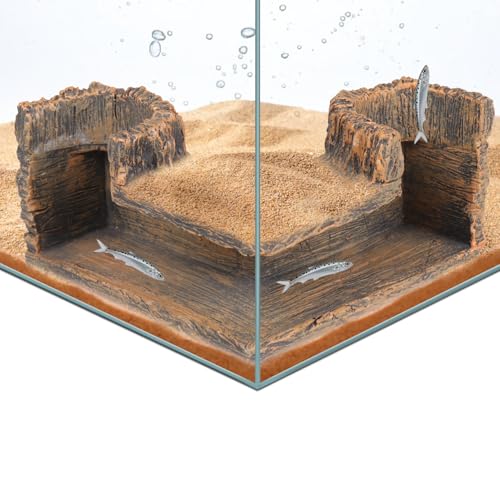 VEELAM Fish Tank Corner Underground Hideout Cave Decor for Fish Shrimp Hiding Breeding, Aquarium Resin Decorations,Stump Style - style: Stump