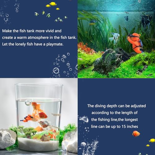 onesimcr Floating Fish Tank Decorations, Aquarium Decorations, Lovely Diver Fish Tank Decorations, Floating Device Fish Tank Accessories，Suitable for All Kinds of Fish Tanks(Orange)… - color: Orange