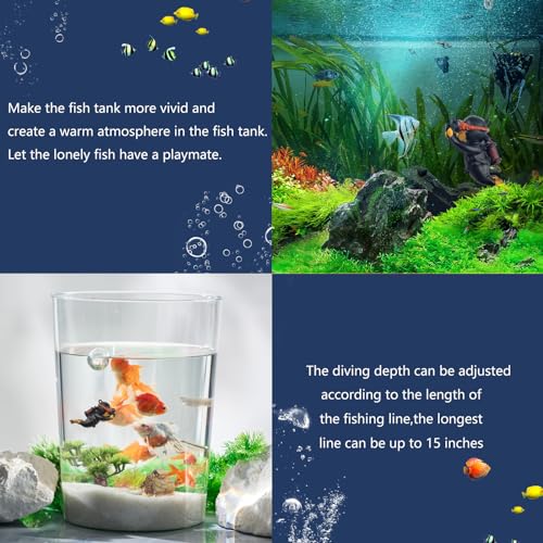 onesimcr Floating Fish Tank Decorations, Aquarium Decorations, Lovely Diver Fish Tank Decorations, Floating Device Fish Tank Accessories，Suitable for All Kinds of Fish Tanks(Black)… - color: Black