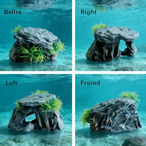 Betta Fish House Aquarium Decor, Resin Hollow Tree Trunk Hideout Cave, Universal Size for All Aquariums, Safe for Small Fish Shrimp & Reptiles, Aquatic Pet Breeding & Resting Ornament