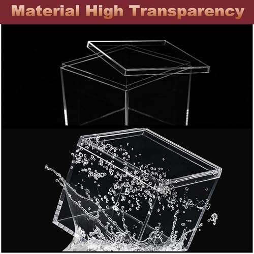 Acrylic Box with Lid Clear Square Cube Plastic Decorative Boxes Clear Display Box Wedding Birthday Party Decoration - size: 4 x 4 x 4 Inch