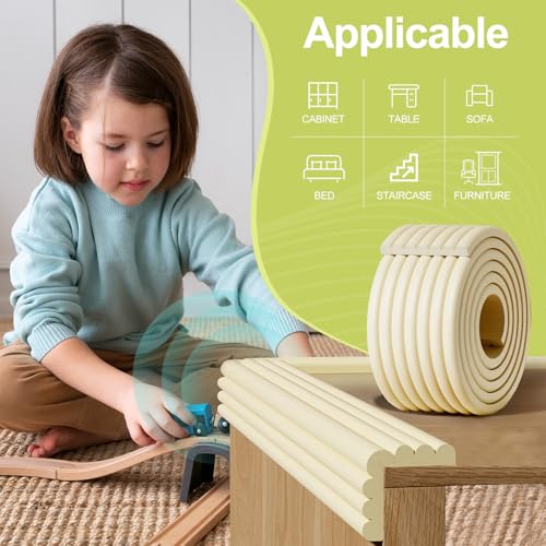 Baby Proofing Wall Corner Protector,Edge Guard Corner Protector,6.56ft Thinken Soft Corner Protectors Pre-Taped Soft Rubber Foam Edge Cushion for Furniture (Coffee Brown, 6.56Ft x 11.8" W x 0.47" Th) - color: Coffee Brown, size: 6.56Ft x 11.8"W x 0.47"Th