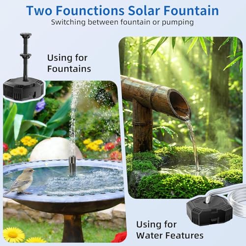 Antfraer 7W Solar Pond Filter with Battery Backup, Solar Pond Filter with Water Pump, Pond Pump with Shortage Protection For Small Pond Bird Bath Fish Ponds - size: 7W