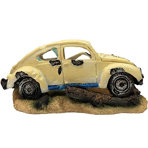 SLOCME Aquarium Bubble Wreck Car Decorations - Fish Tank Bubble Car Decor for Air Bubbler Oxygen Pump，Resin Material Car Decor