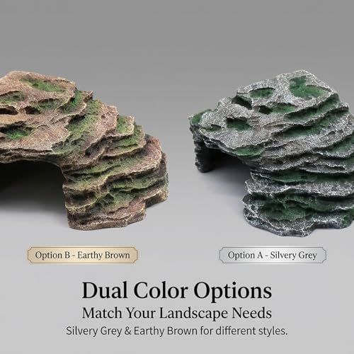 Large Reptile Hide Shale Scape Step Ledge, Reptile Cave Hideout, Bearded Dragons Accessories, Basking Rocks for Bearded Dragons (Large-B-11.8 * 9.8 * 5.3) - style: Large-B-11.8 * 9.8 * 5.3