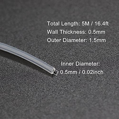 Silicone Tubing, 0.5mm ID x 1.5mm OD, 16.4ft (5m) Length, Flexible Silicone Rubber Tube Water Air Hose Pipe for Pump Transfer Transparent - size: 0.5mm ID x 1.5mm OD