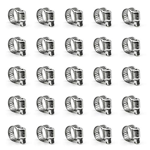 ZIPCCI Hose Clamp, 25 Pack Stainless Steel Worm Gear fuel line hose clamps, 6-12mm (1/4-1/2 inch) - size: 6-12mm