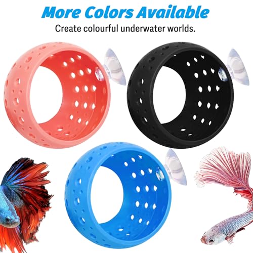 Fhiny Betta Tunnel, Aquarium Betta Fish Hideout with Suction Cup Fish Tank Tunnel Shrimp Cave Aquarium Decor Fish Tank Accessories for Small Fish Shrimp Betta Guppy Hiding Resting (Orange)