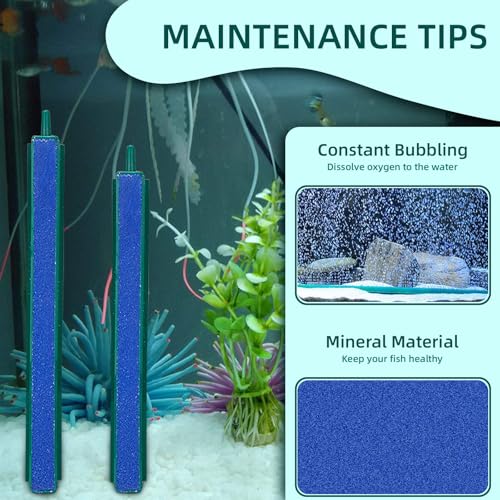 Saim Aquarium Air Stone Bar Bubbler 7.8 Inch, Bubbler Stone with Plastic Base, 9.8ft Airline Tubing with 3 Piece Suction Cup for Fish Tank, Air Stone Bar, 2 Pack - color: AS019-10, size: 7.8 Inch